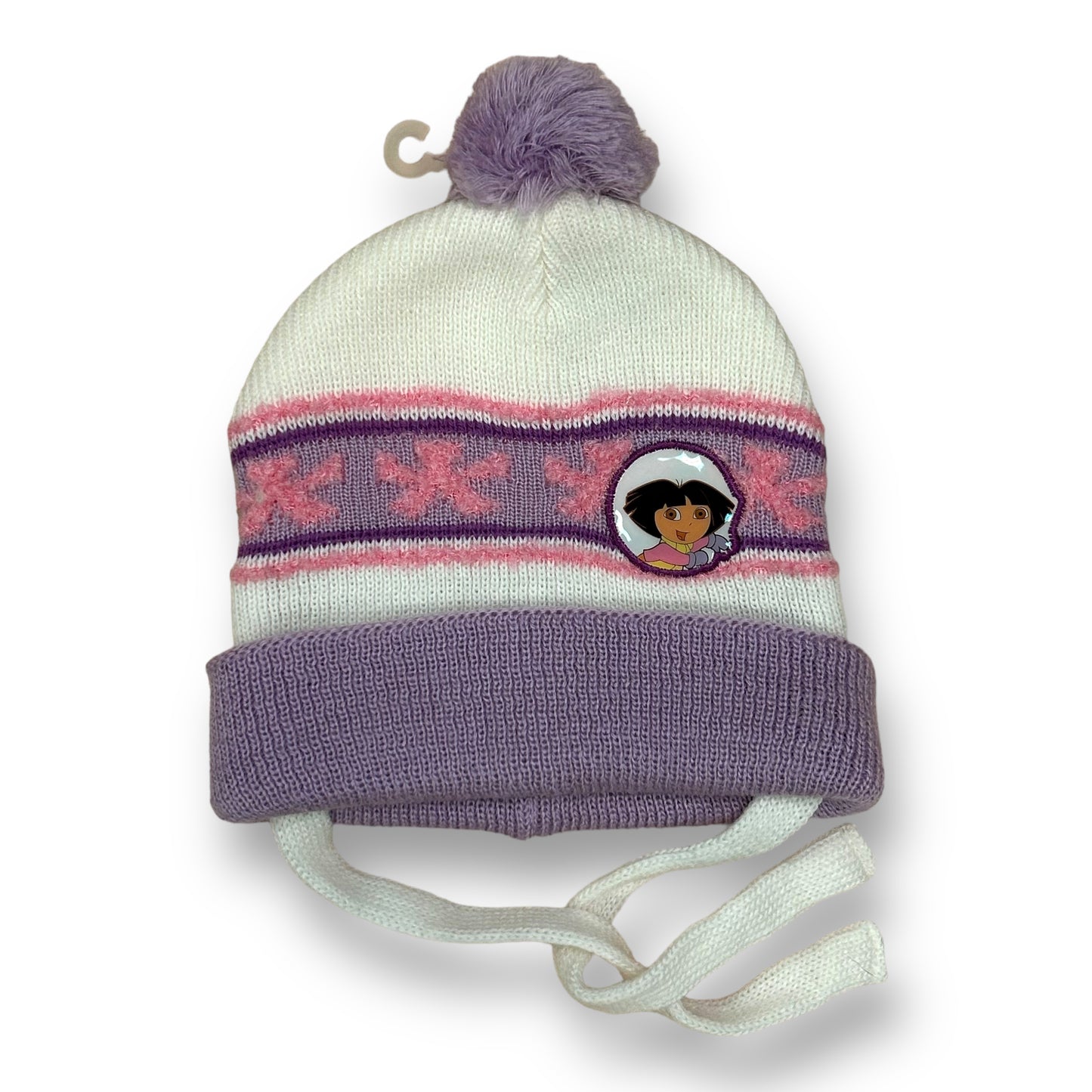 Toddler Girls Dora the Explorer Winter Pom Beanie with Chin Straps, One Size