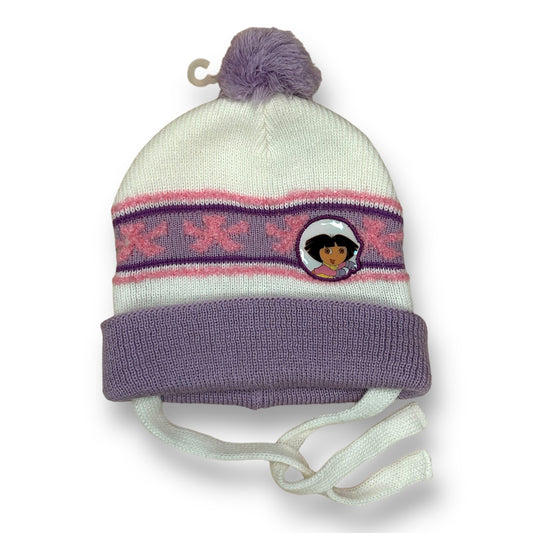 Toddler Girls Dora the Explorer Winter Pom Beanie with Chin Straps, One Size