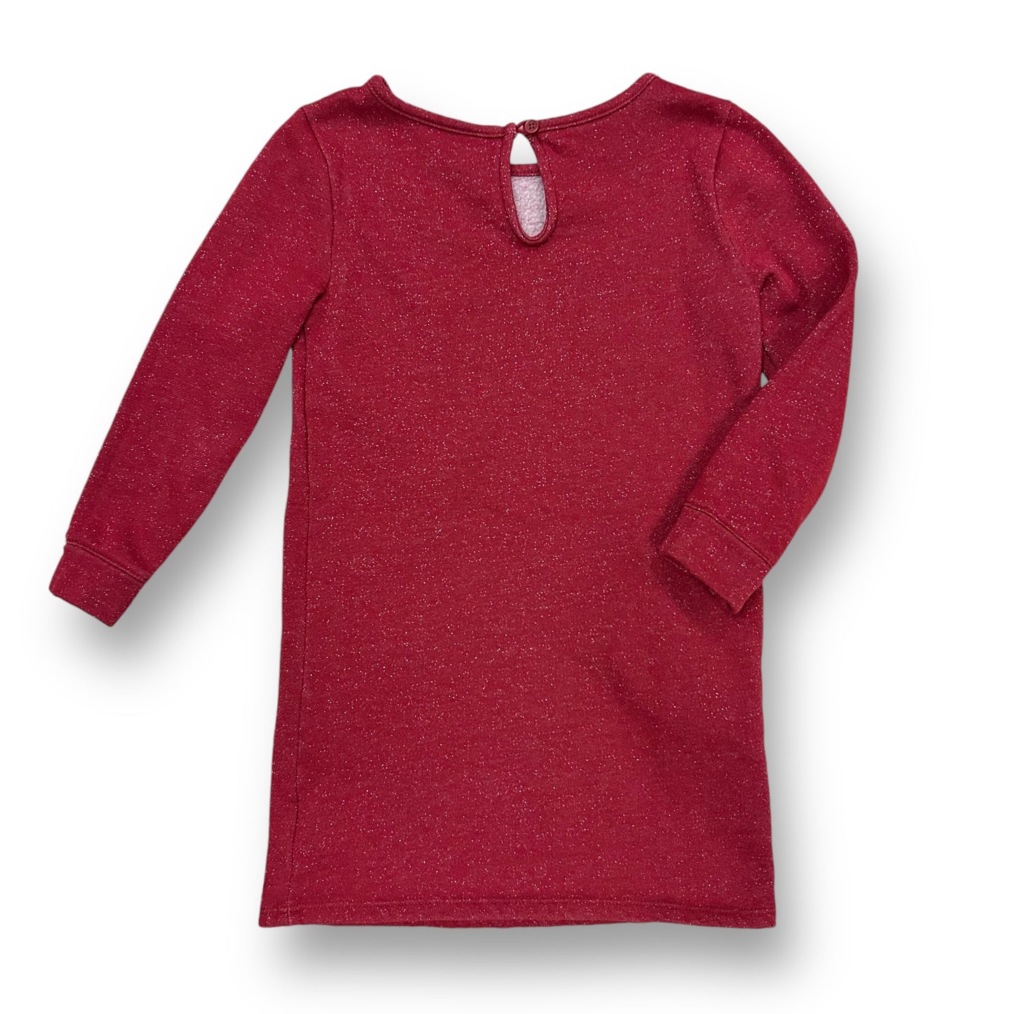 Old Navy Girls Size 5 Maroon Long Sleeve Sparkly Cotton Dress with Pockets
