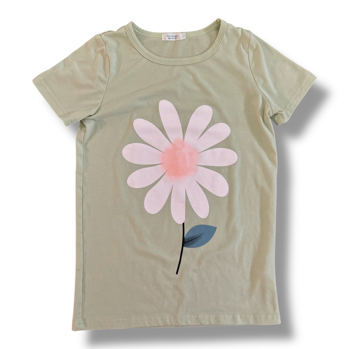 Arshiner Size 12 Youth Girls Sage Green Short Sleeve Daisy Shirt