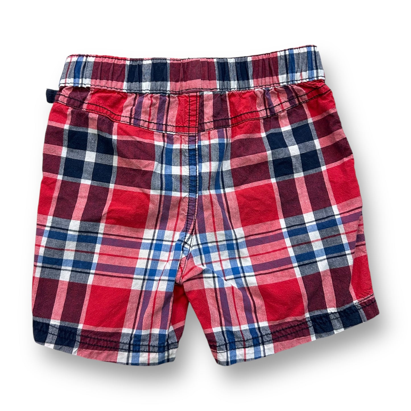 First Impressions Boys Size 18 Months Red and Blue Plaid Pull On Cotton Shorts
