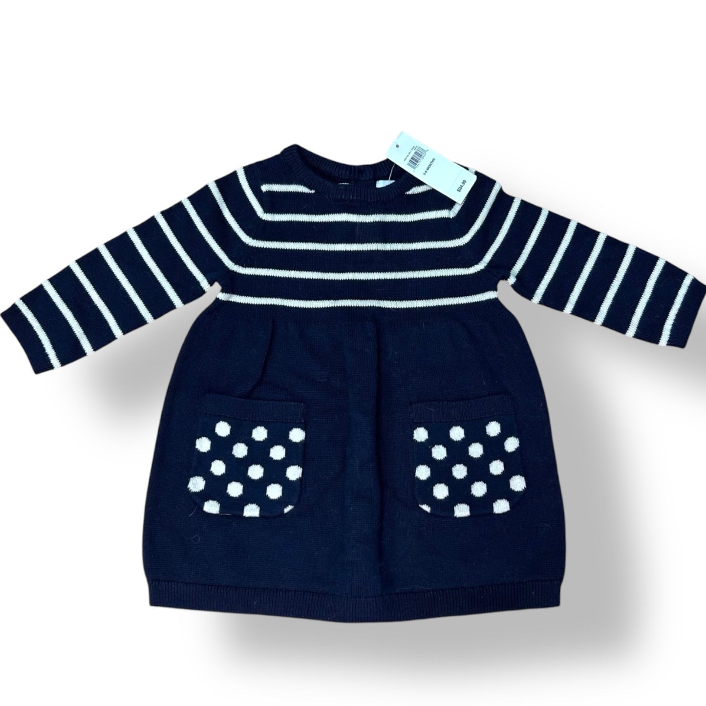 NEW! Gap Baby Girl Size 3-6 Months Navy Sweater Dress with Pockets