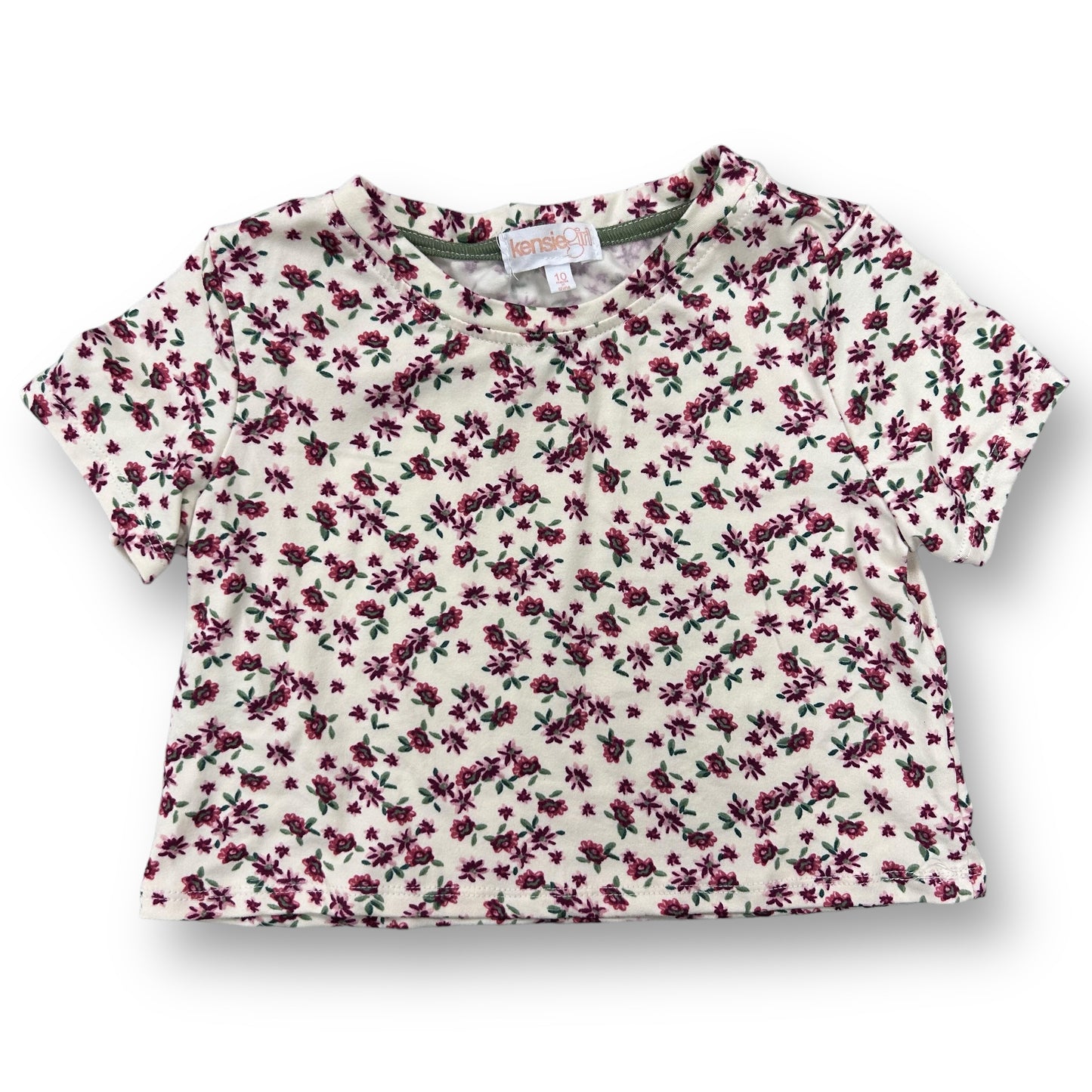 Kensie Girl Youth Size 10 Floral Print Short Sleeve Cropped Tee