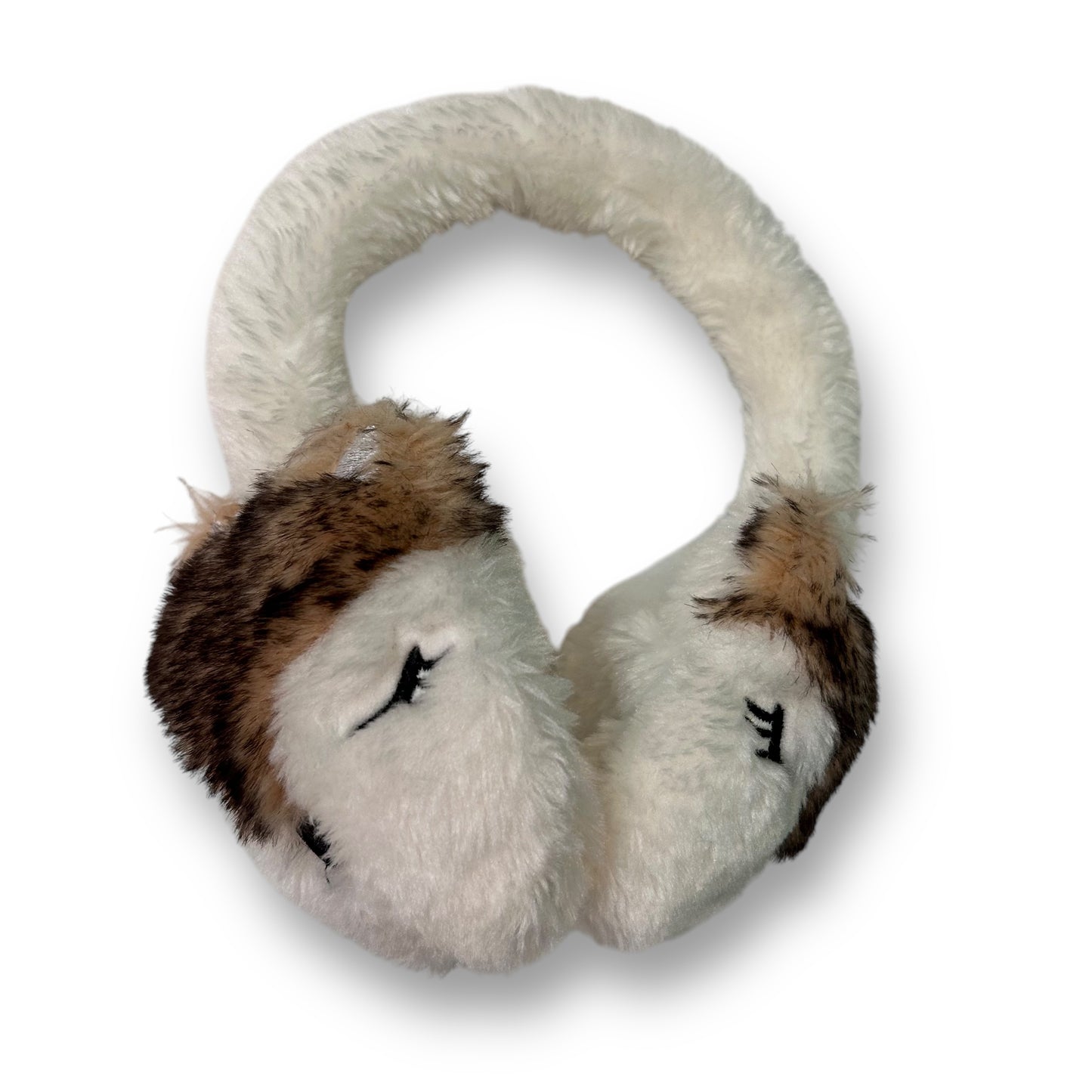 Kids Ear Muffs Faux Fur Plush Fox Embroidered, Adjustable One Size Fits All