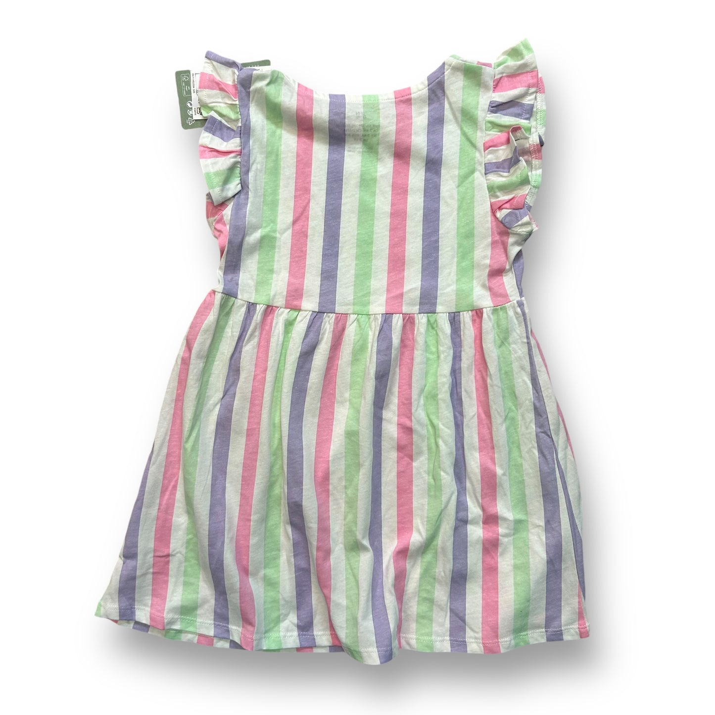 NEW! H&M 3-4 Years Girls Size 3/4T Pastel Striped Cotton Flutter Sleeve Dress