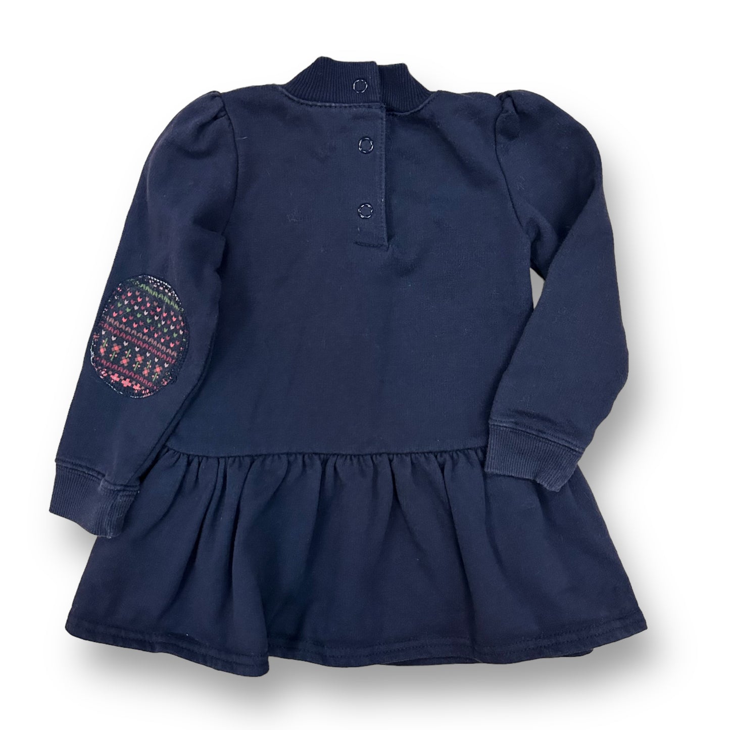 Savannah Girls Size 24 Months Navy Blue Embroidered Heart Long Sleeve Dress