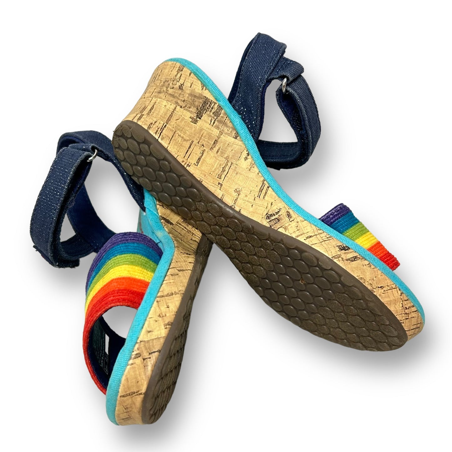 Skechers Sandals Girls Size 12 Rainbow and Stars Cork Wedge Heel Shoes