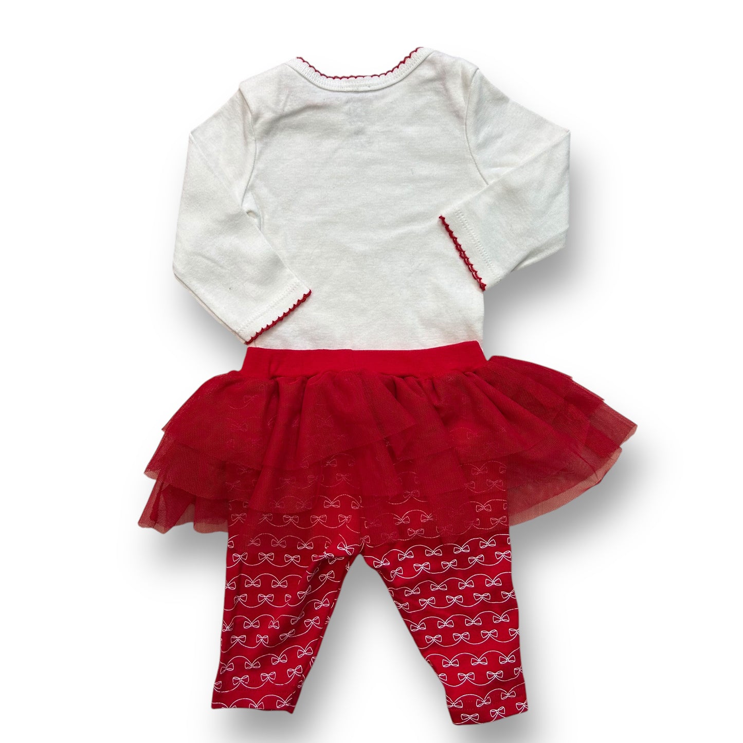 Girls Just One You Size 3 Months Red & White Tulle Skirted Christmas Outfit