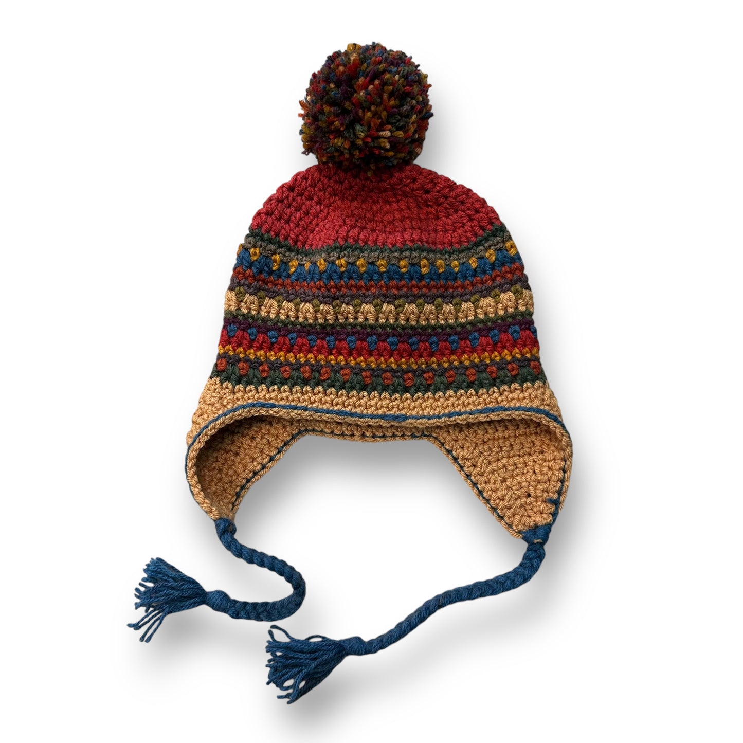 Baby Boy 6-12 Months Winter Hat Multi-Color Knit Pom Beanie