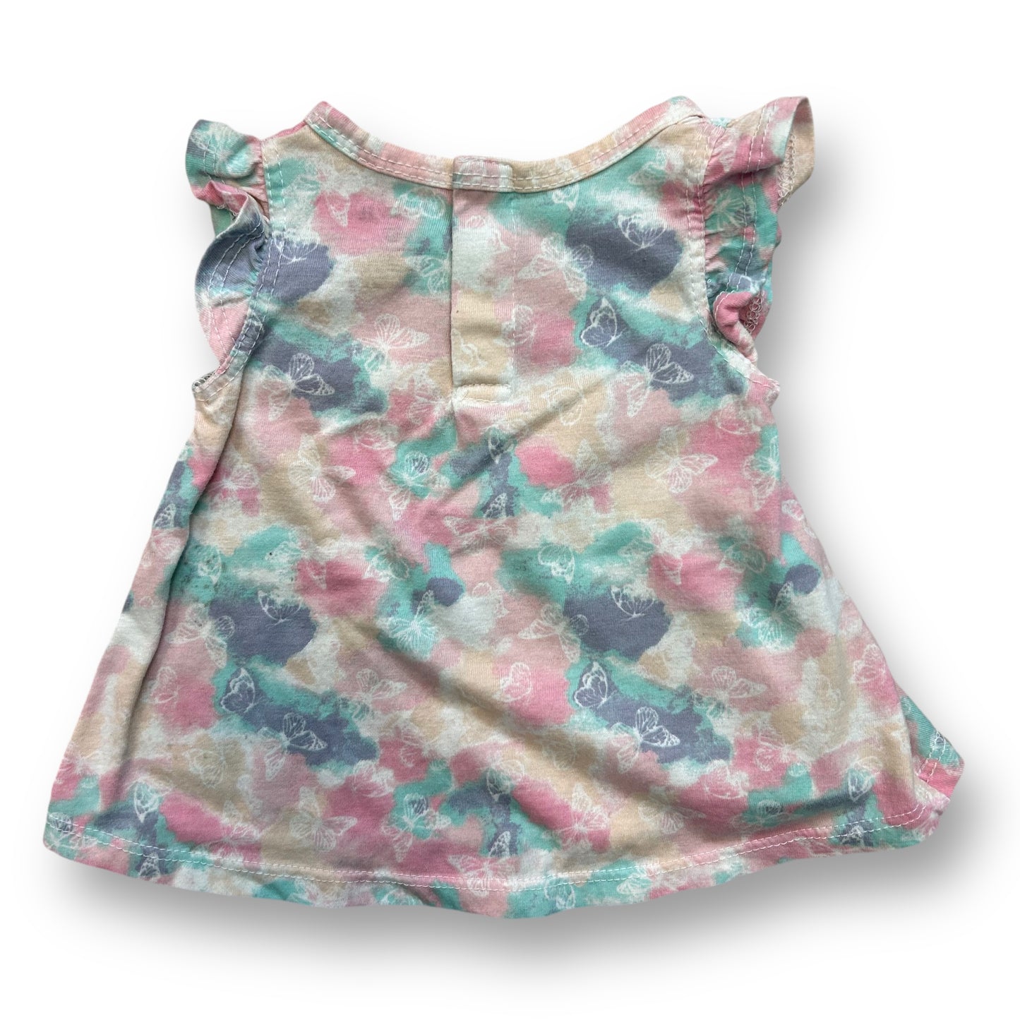 Hurley Girls Size 12 Months Pastel Tie Dye Butterflies Flutter Sleeve Shirt