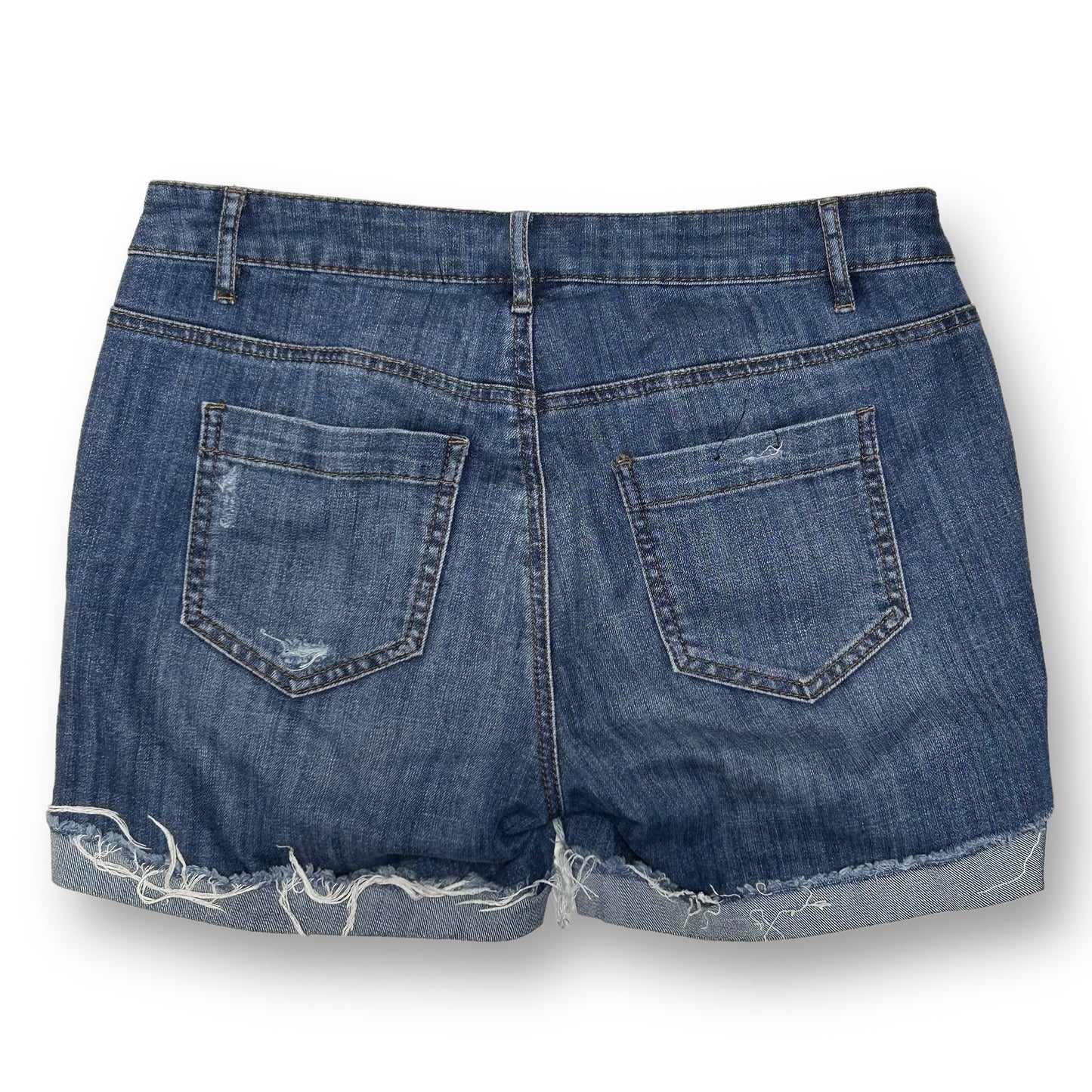 Women's Small Maternity Jean Shorts Distressed Denim Cutoffs with Elastic Waist