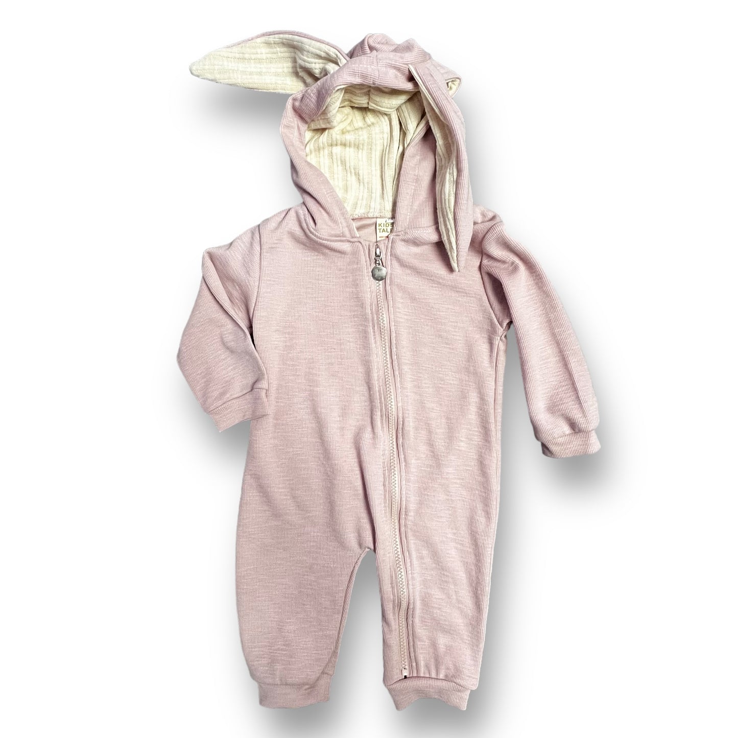 Baby Girl Bunny Romper Size 9-12 Months Pink Full Zip Costume Coverall with Hood