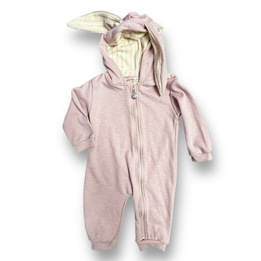 Baby Girl Bunny Romper Size 9-12 Months Pink Full Zip Costume Coverall with Hood