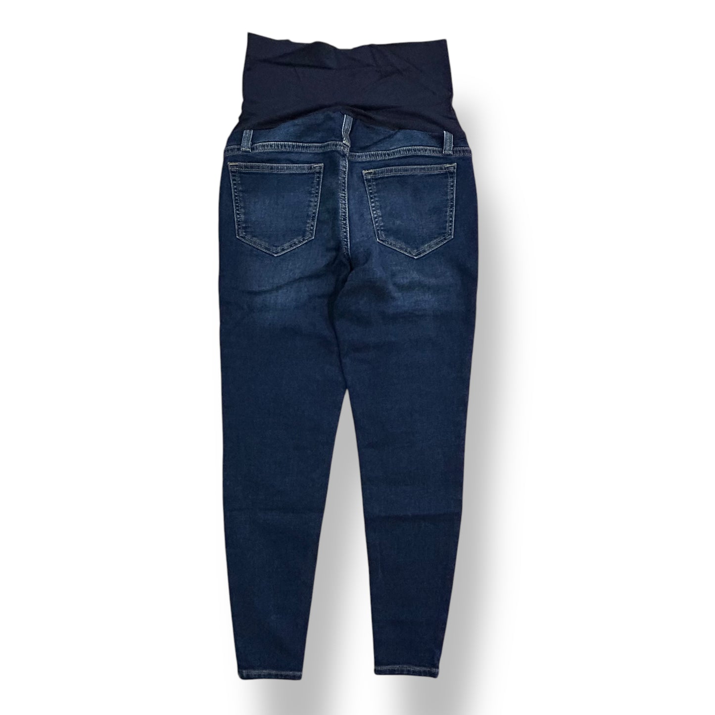 Size 2 Small Maternity Jeggings Dark Blue Denim Full Panel Stretch Waistband