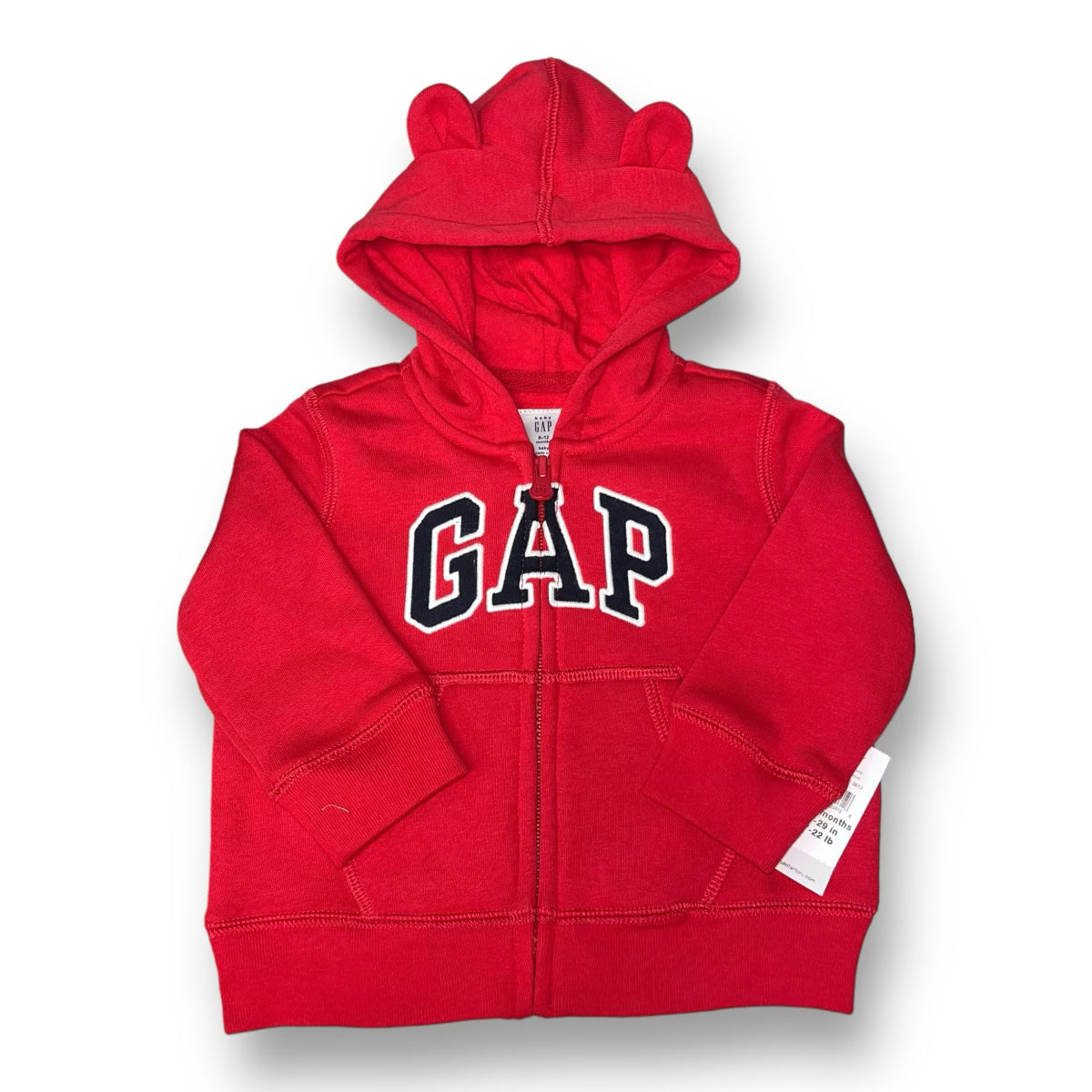 NEW! Baby Gap Size 6-12 Months Boys Sweatshirt Red Full Zip Teddy Hoodie Jacket