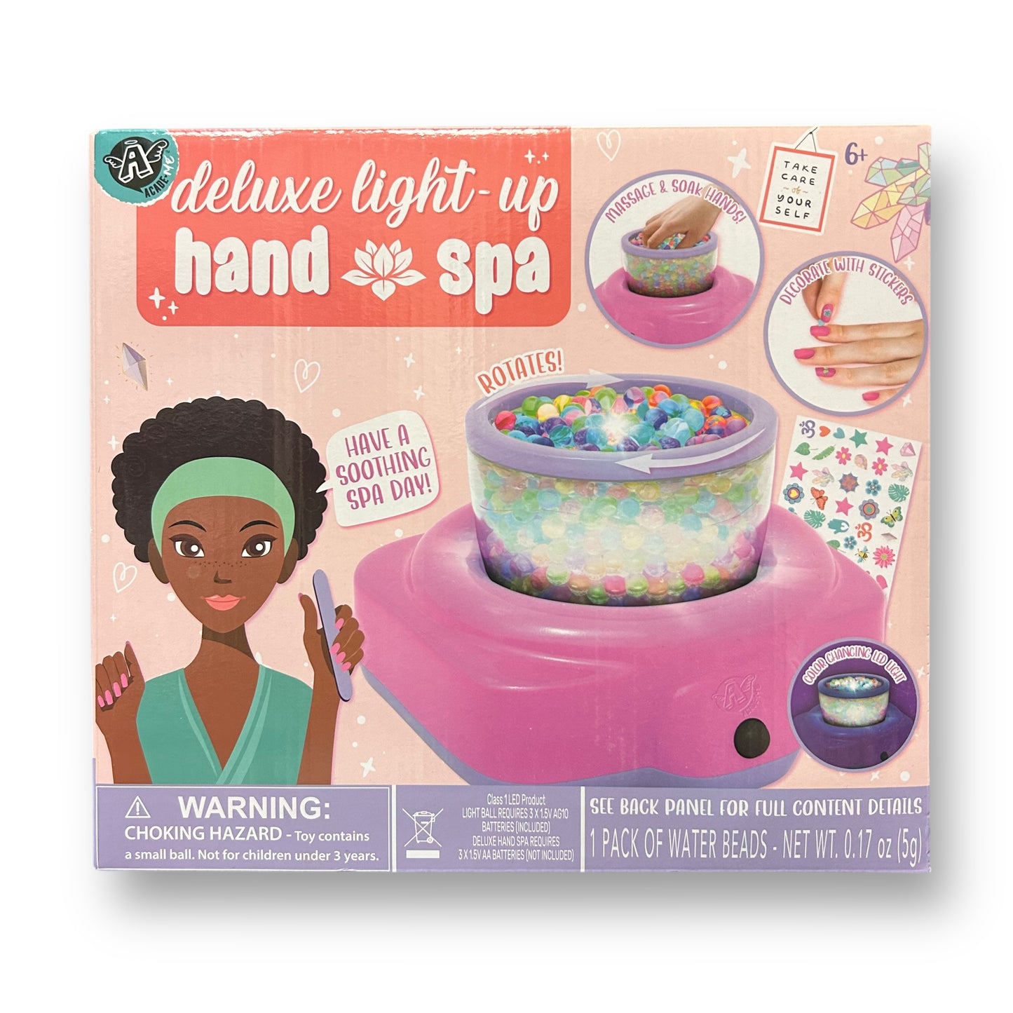 NEW! Deluxe Light-Up Spa Pretend Play Toy Manicure Set with Nail Art Stickers