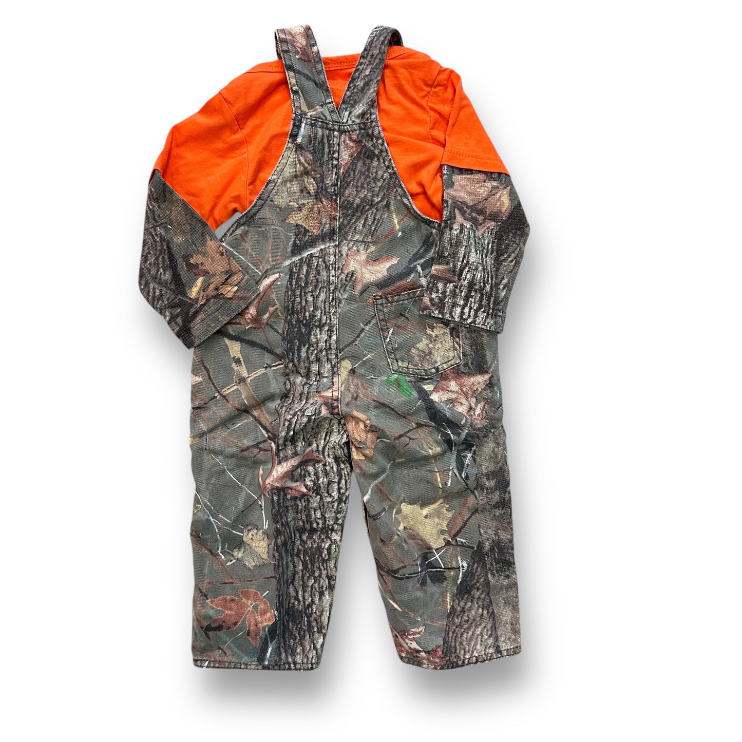 Field & Stream Toddler Camo Overalls Size 24 Months 2-Pc Shirt and Canvas Bibs