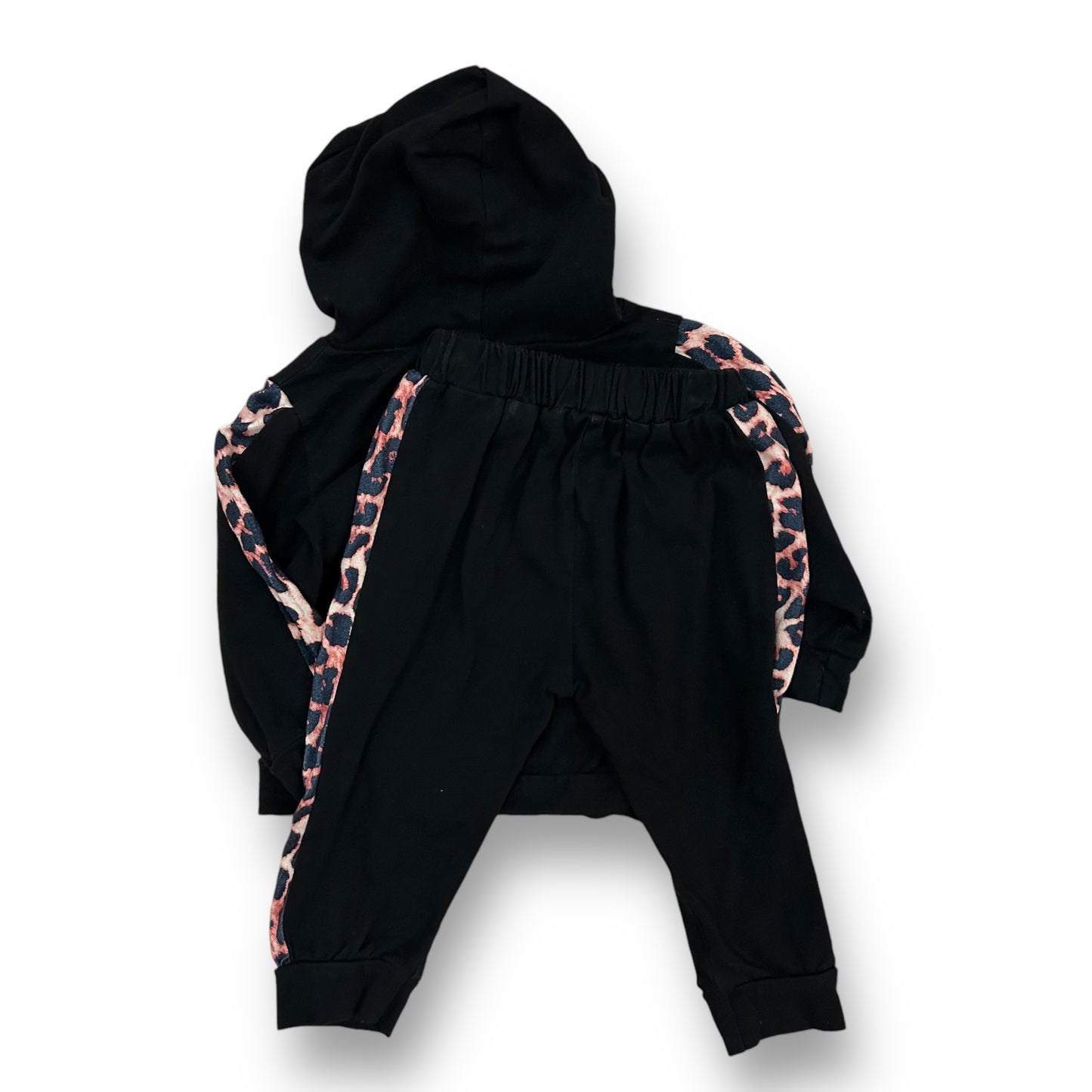 Girls Size 3 Toddler Outfit Mama's Mini Black Animal Print Hoodie and Pants Set