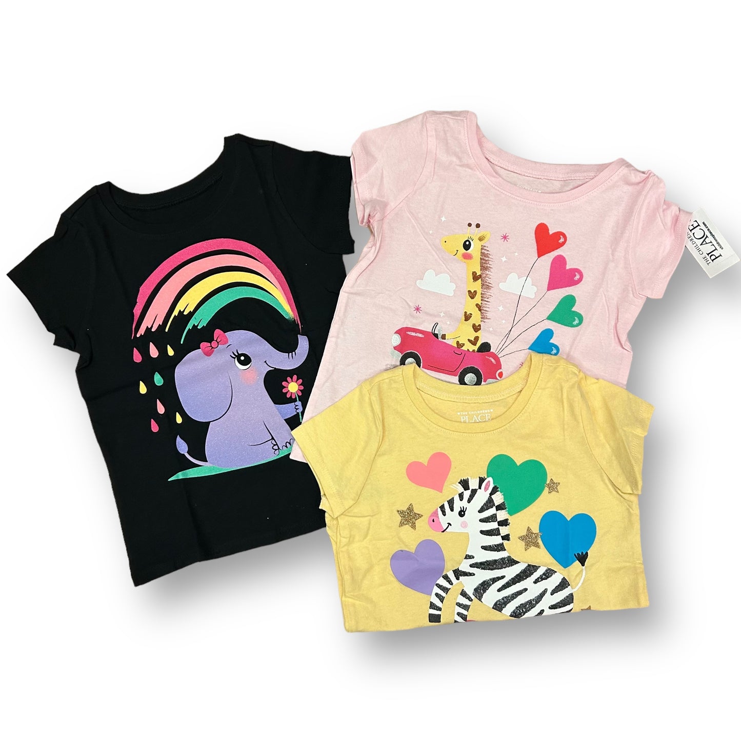Three short-sleeved graphic tees for girls