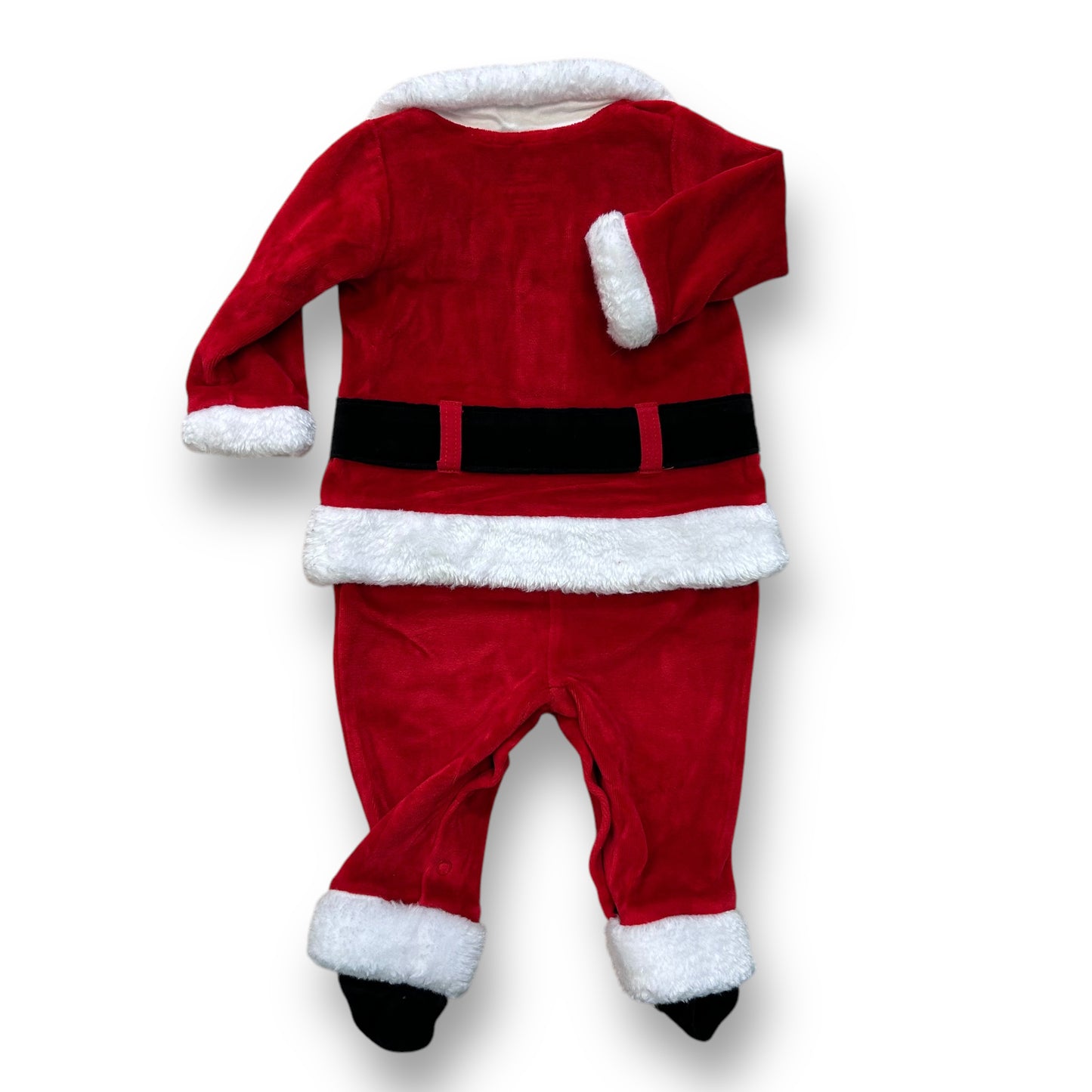 Baby Boy Santa Suit Size 6 Months Red Velvet Button Closure One-Piece Romper