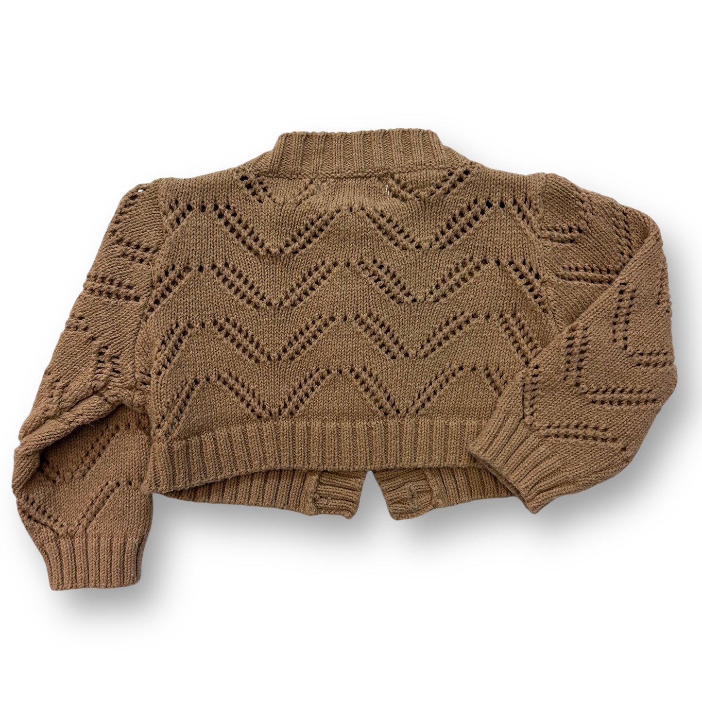 Children's Place Size 6-9 Months Girls Sweater Brown Knit Cropped Cardigan