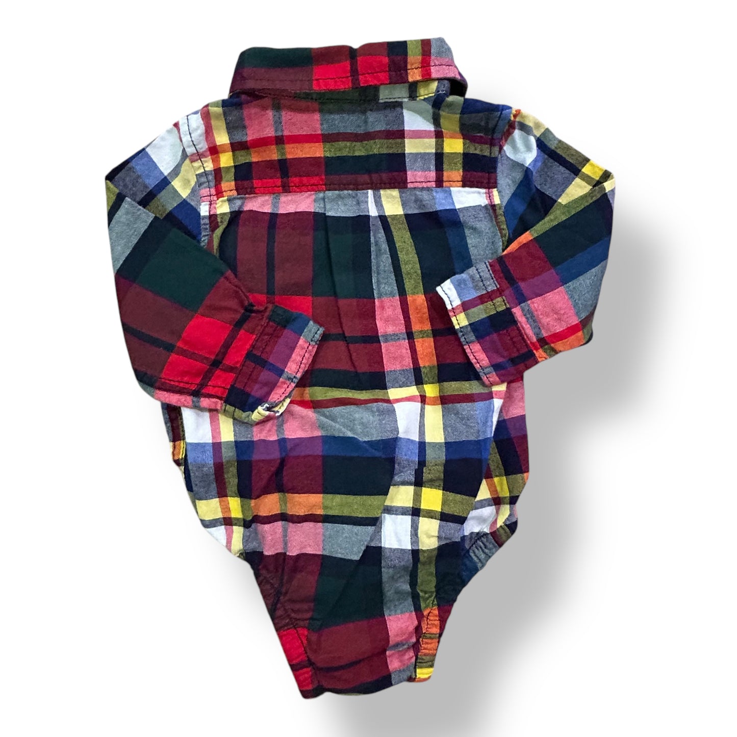 Baby Gap Size 6-12 Months Boys Plaid Shirt Snap Bottom Flannel Bodysuit