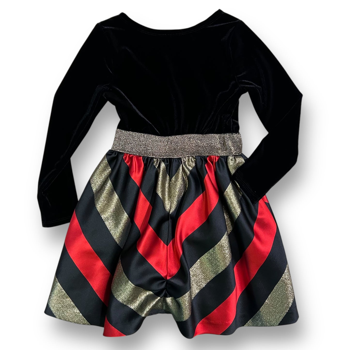 Bonnie Jean Girls Size 7 Red, Gold, and Black Velvet Holiday Dress