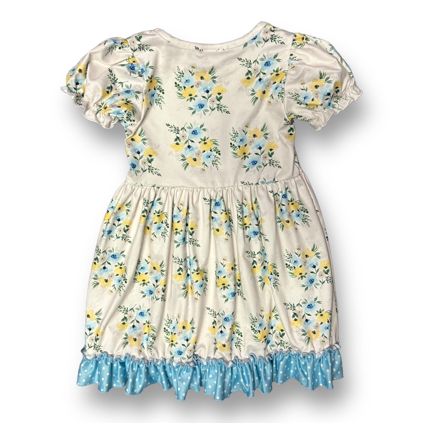 NEW! Girl Size 5 Boutique Dress Floral Print Button Accent Soft Knit Twirl Dress