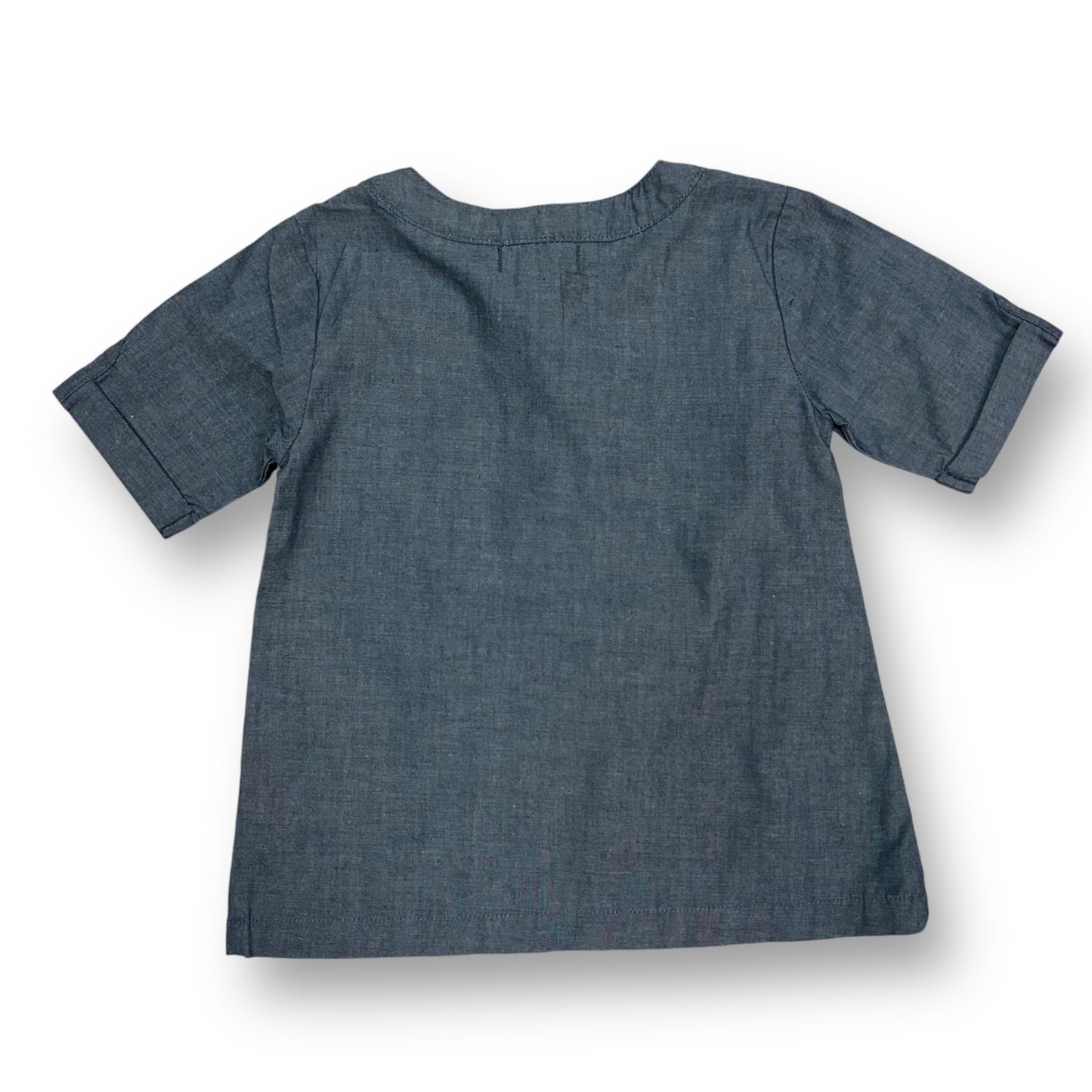 US Polo Assn 2T Girls Blue Denim Tunic Cotton Henley Blouse with Pockets