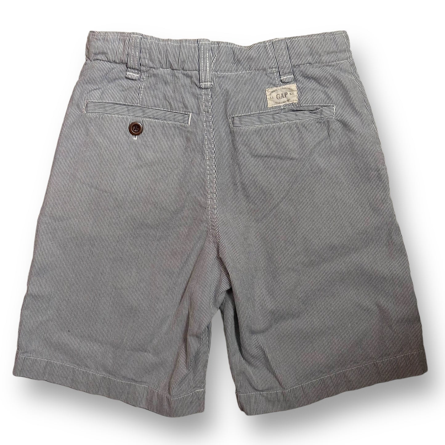 Gap Boys Size 7 Shorts Light Blue Pinstripe 100% Cotton Adjustable Waist