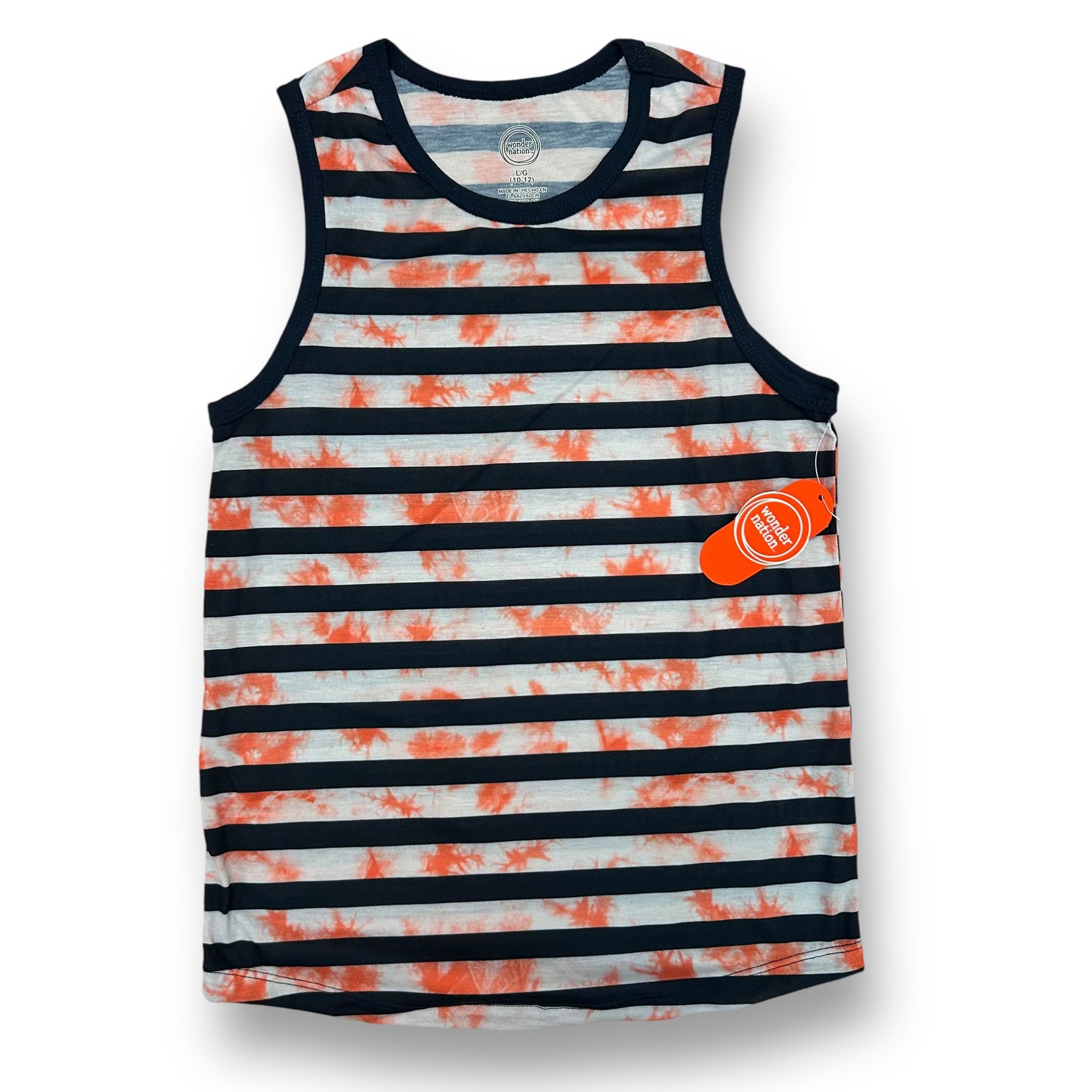 NEW! Youth Boys Size 10/12 YLG Tee Orange & Blue Striped Knit Tank