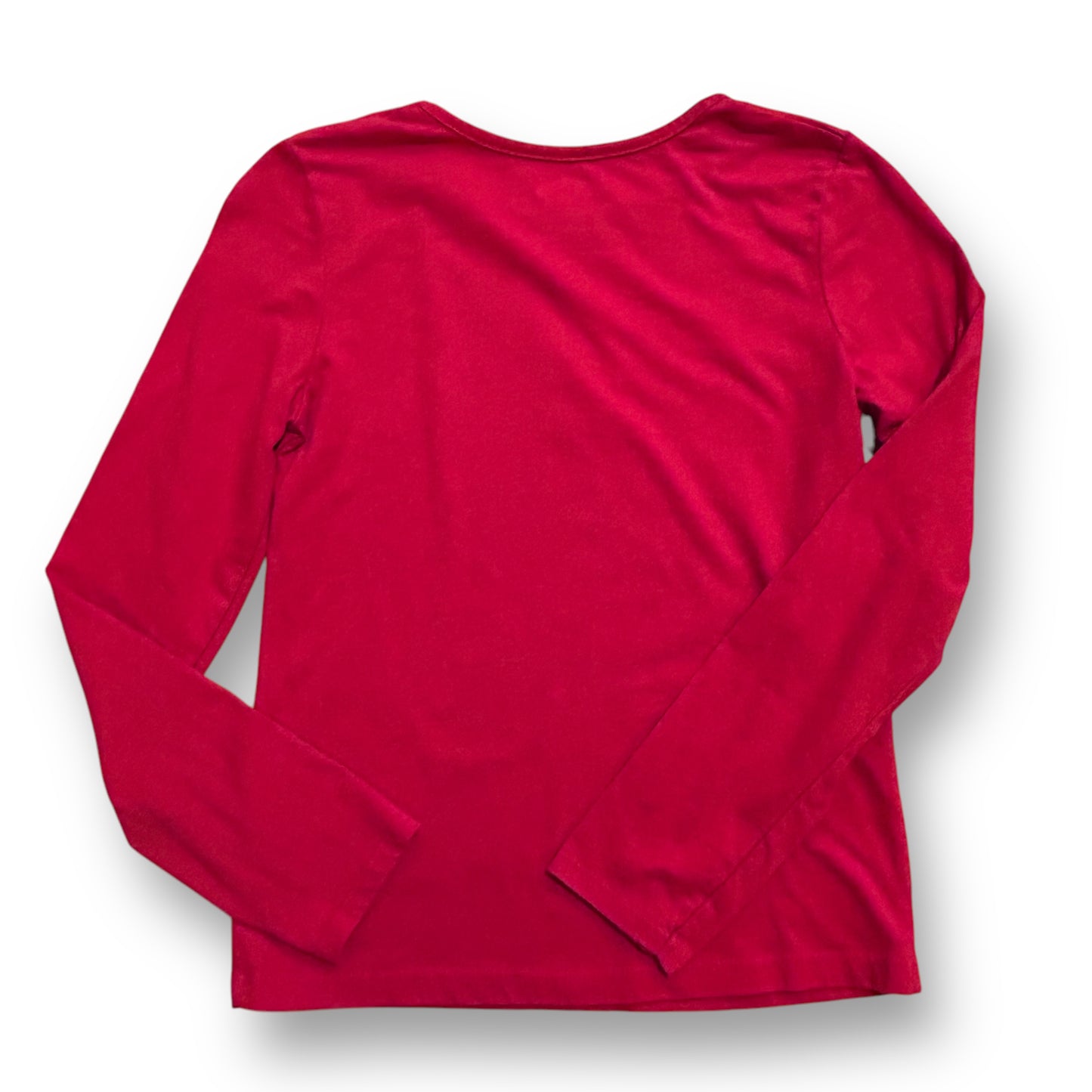 Girls Size 10/12 Youth Christmas Shirt Long Sleeve Red Top with Sequins