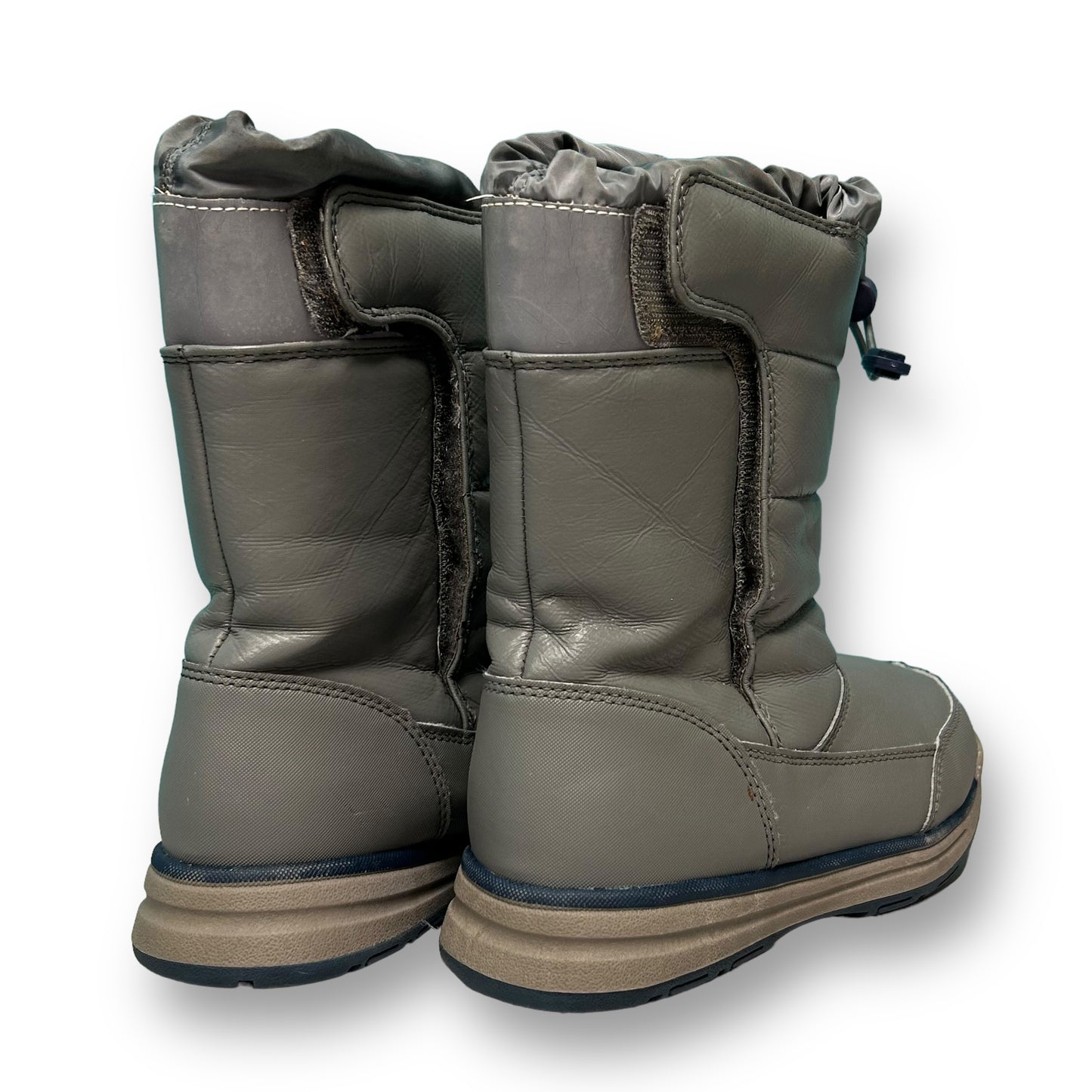 Lands End Snow Boots Size 2 Youth Boys Gray Weatherproof Boots with Bungee