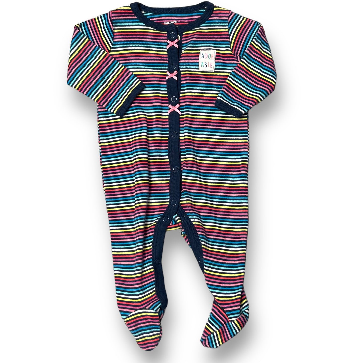 Baby Girl Carter's 3 Months One-Piece Rainbow Striped Snap Footie Pajamas