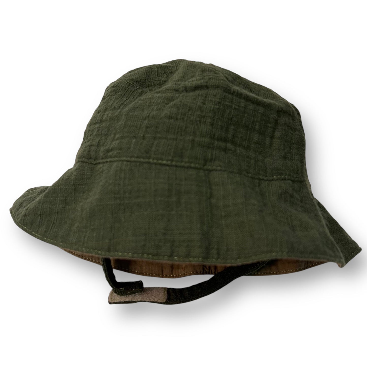 Toddler Boys Beach Hat Size 18 Months Green and Beige, Reversible