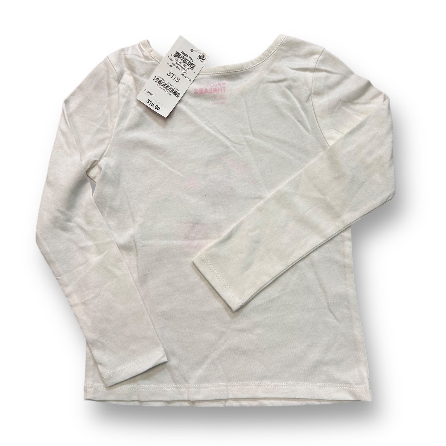 NEW! Epic Threads Girls Size 3T White Long Sleeve Christmas Shirt