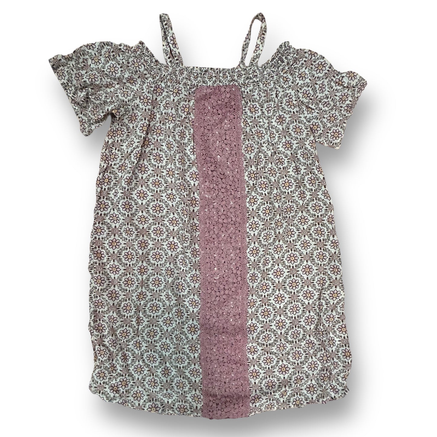 Youth Girl Size 10 Pink Blush Floral Print Boho Style Babydoll Dress