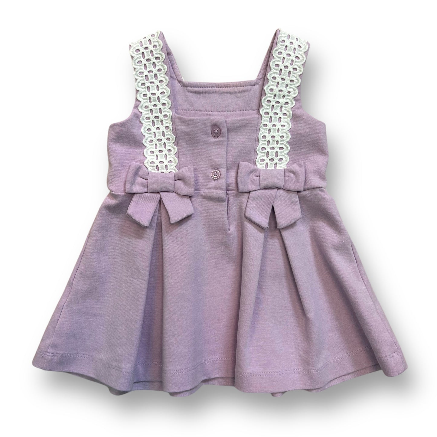 Janie and Jack Girls Dress Size 6-12 Months Lavender and Lace Pleated Sundress