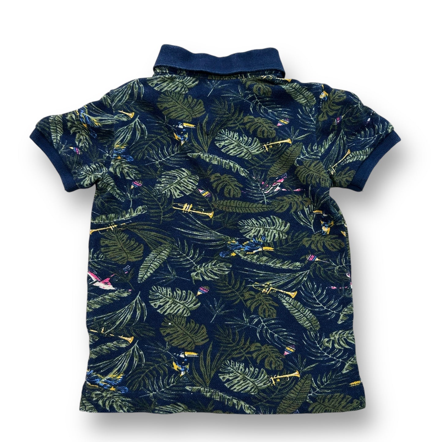Mayoral Boys Polo Size 12 Months Navy Tropical Fish Shark Print Short Sleeve Top