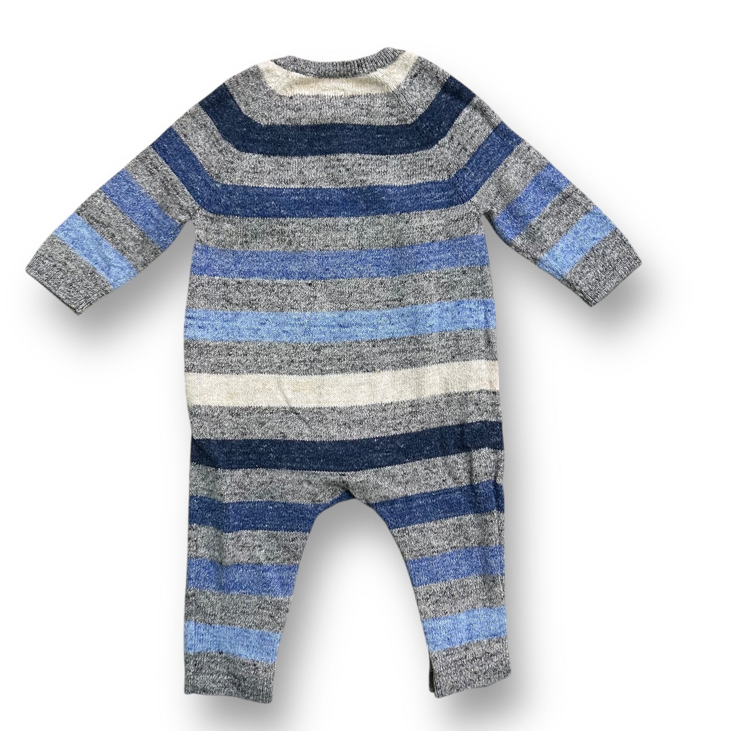 Baby Gap Size 3-6 Months Boys Romper Blue & Gray Striped Sweater One Piece