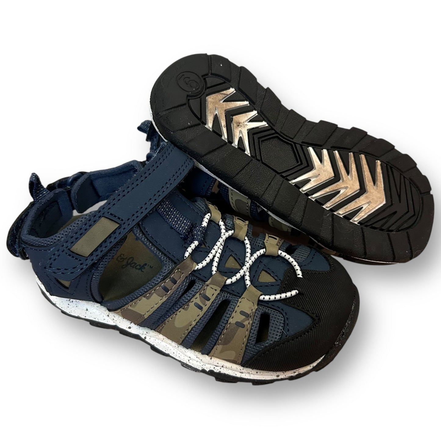 Boys Sport Sandals Size 9 Toddler Navy and Camo Outdoor Water Shoes