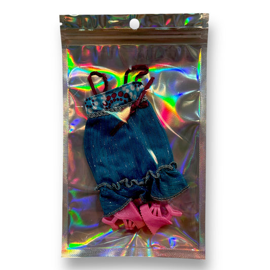 Barbie Clothes & Accessories in Zippered Mylar Bag