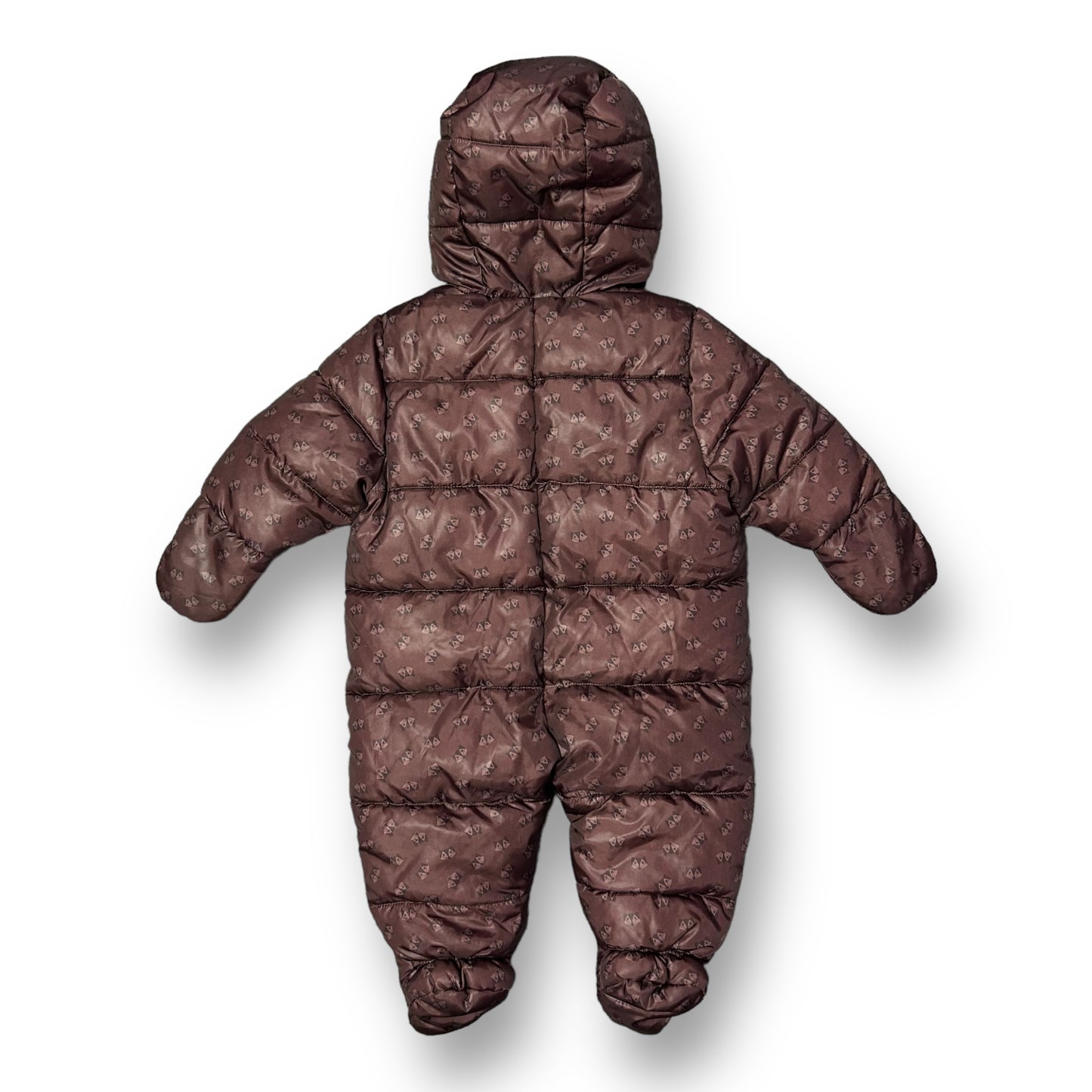 Du Pareil Baby Boy Snow Suit 6 Months Brown Fox Print Winter Coverall & Mittens