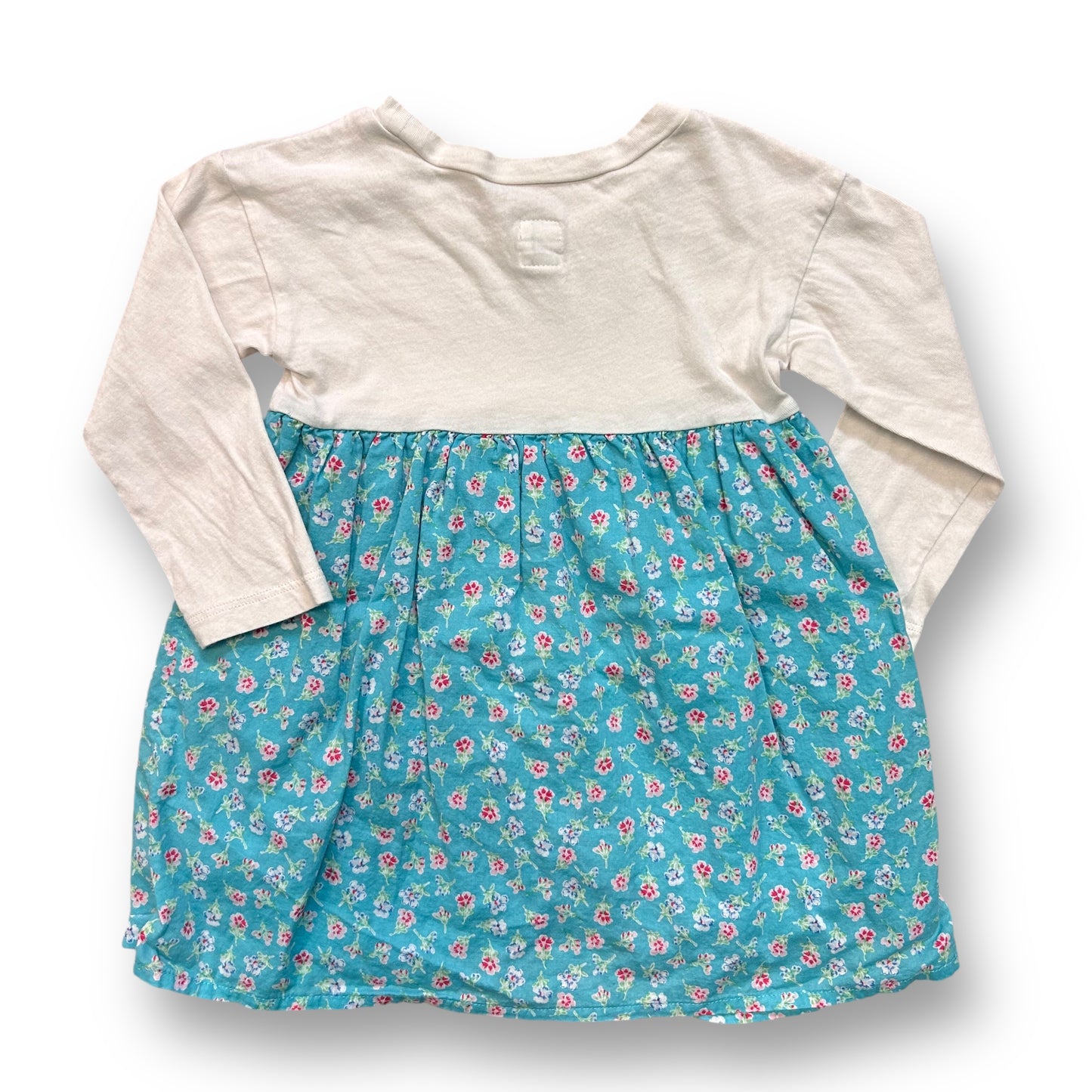 Gap Kids Size 18-24 Months Teal Blue Floral and White Long Sleeve Girls Dress