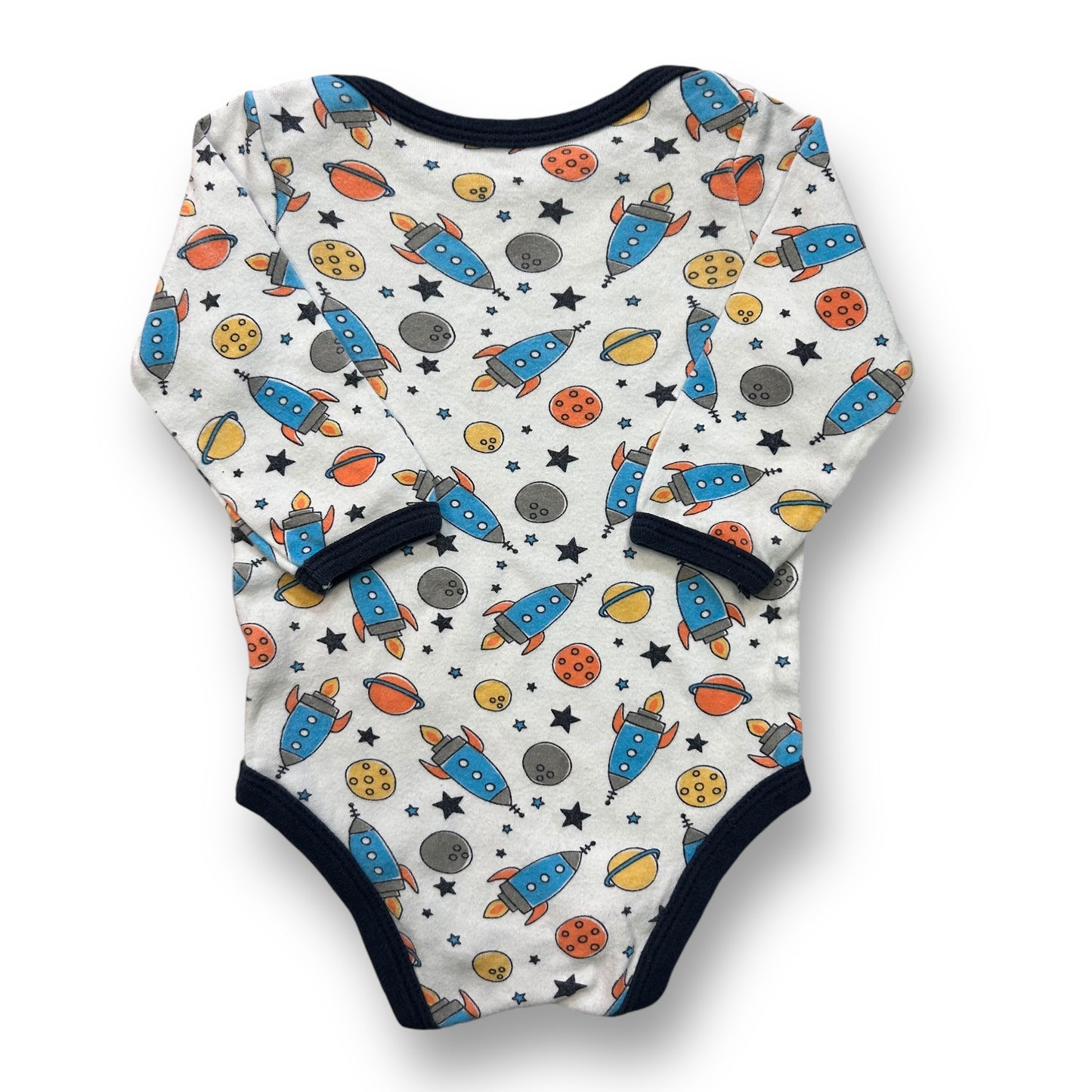Baby Boys Size 3-6 Months Outer Space Rocket Long Sleeve Bodysuit