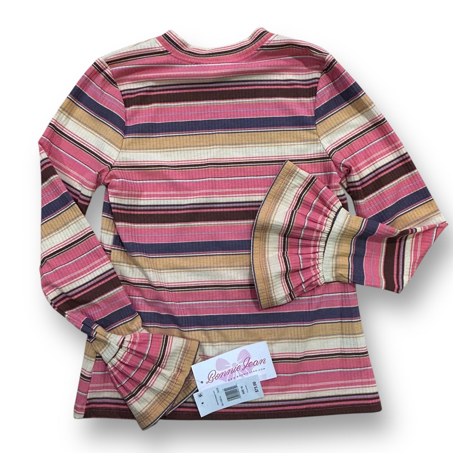 NEW! Youth Girls Size 16 Multi-Color Long Sleeve Ruffled Blouse