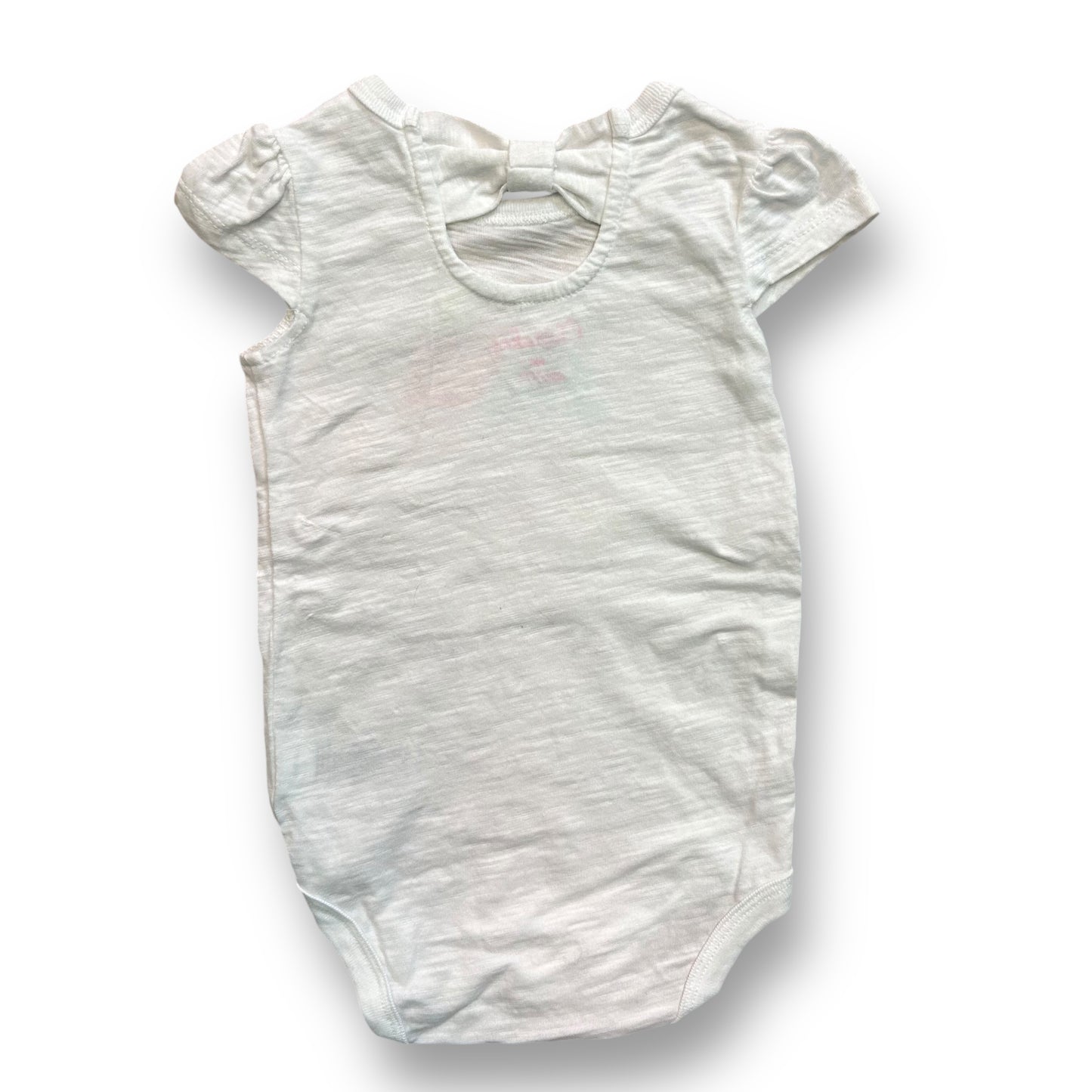 Girls Cherokee Size 6 Months White Beach Short Sleeve Snap Bottom Bodysuit