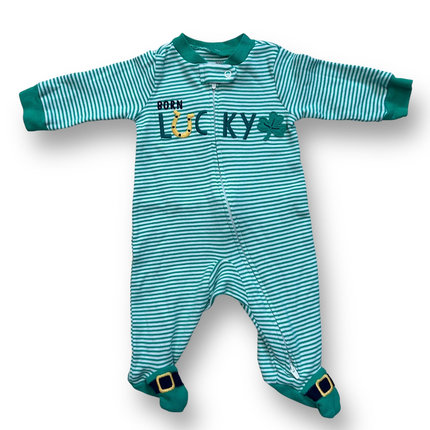 Carter's Boys Romper Size 3 Months Green St Patrick's Day Embroidered One-Piece