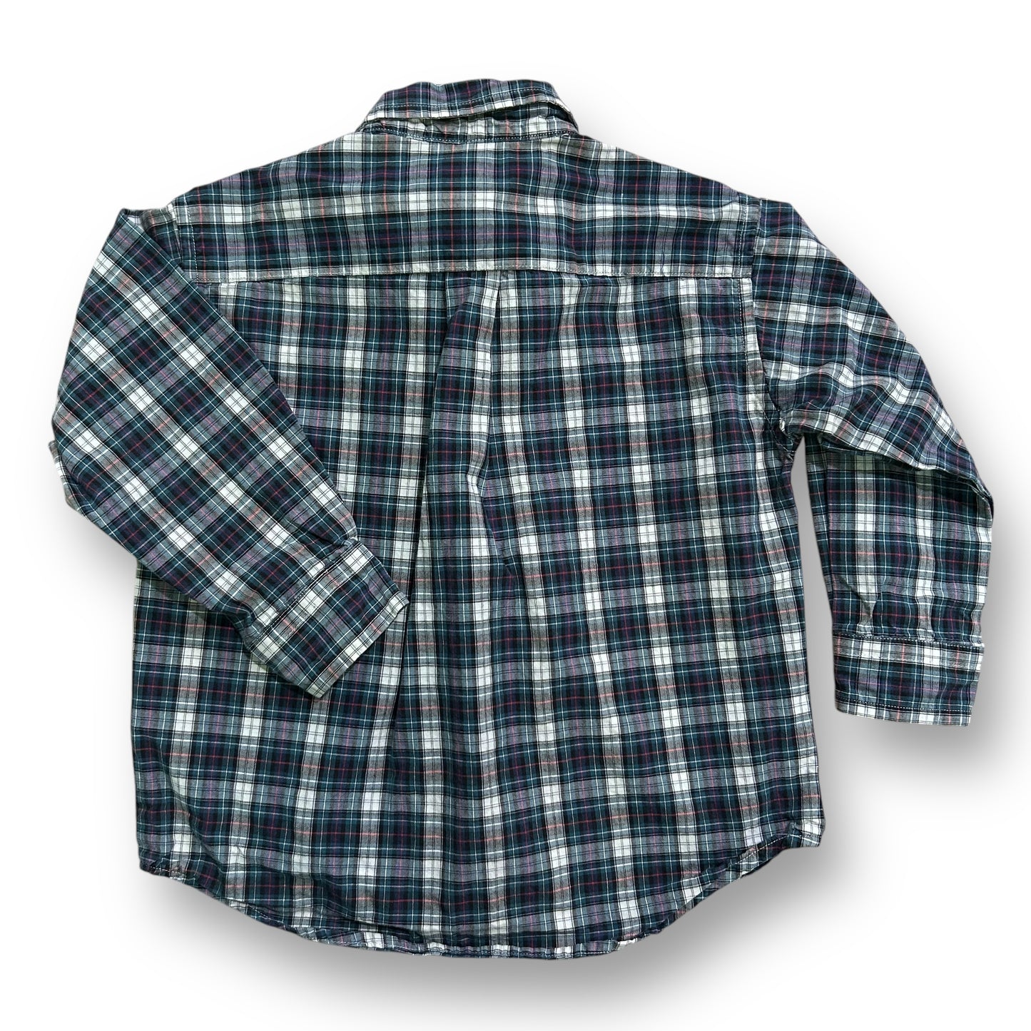 Ralph Lauren Boys Size 2T Navy Plaid Long Sleeve Button-Up Shirt