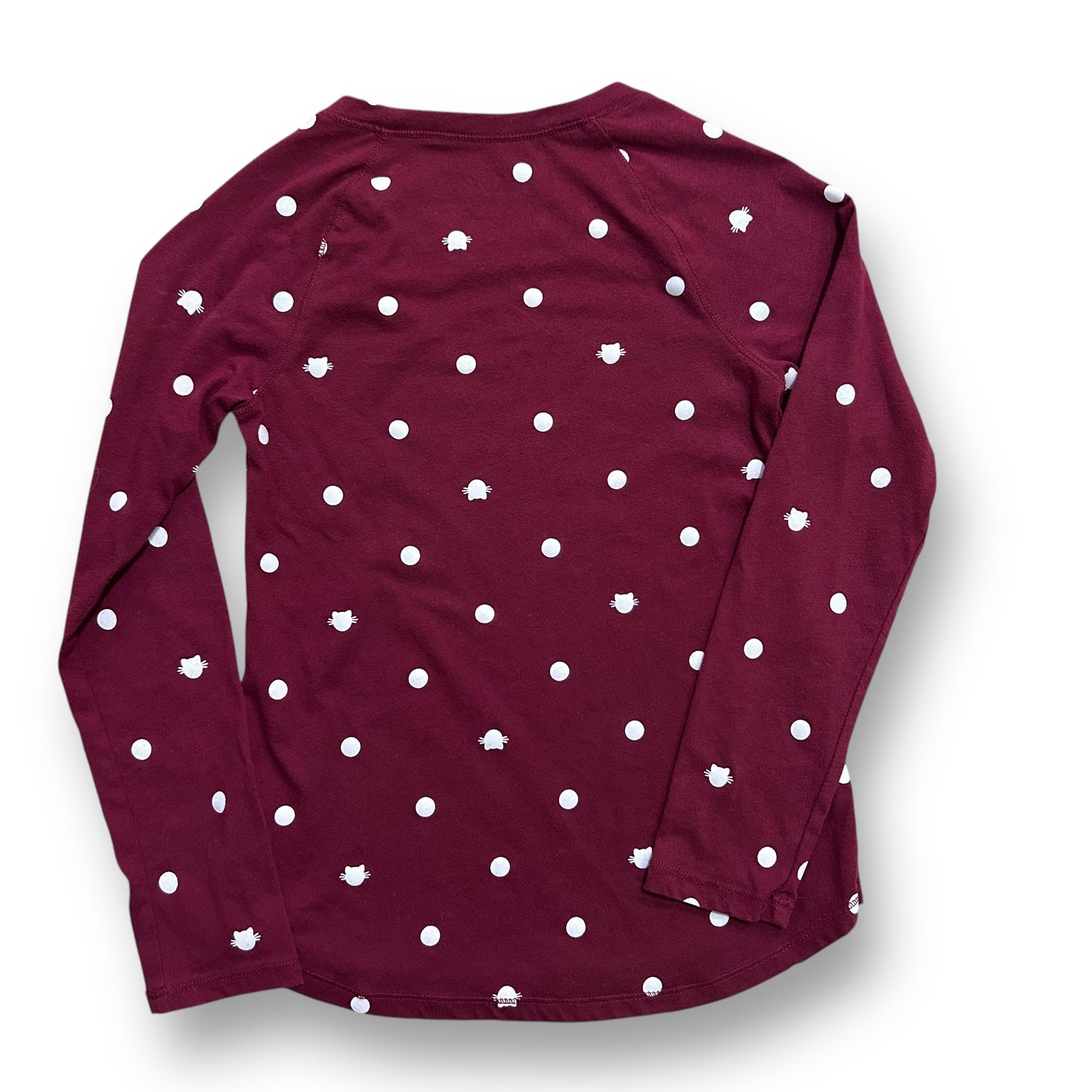 Justice Girls Size 7 Long Sleeve Shirt Maroon Kitty Print Top